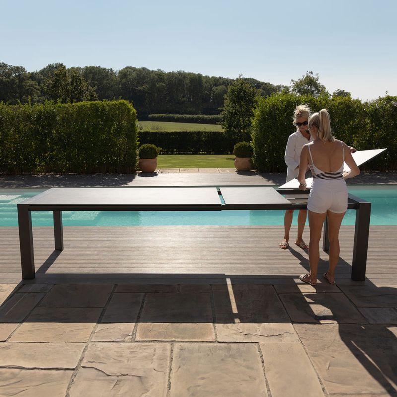 Maze AMBITION 10 Seat Extending Outdoor Fabric Dining Set - Oatmeal