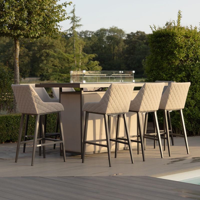 Maze REGAL 8 Seat Rectangular Fire Pit Bar Set - Oatmeal