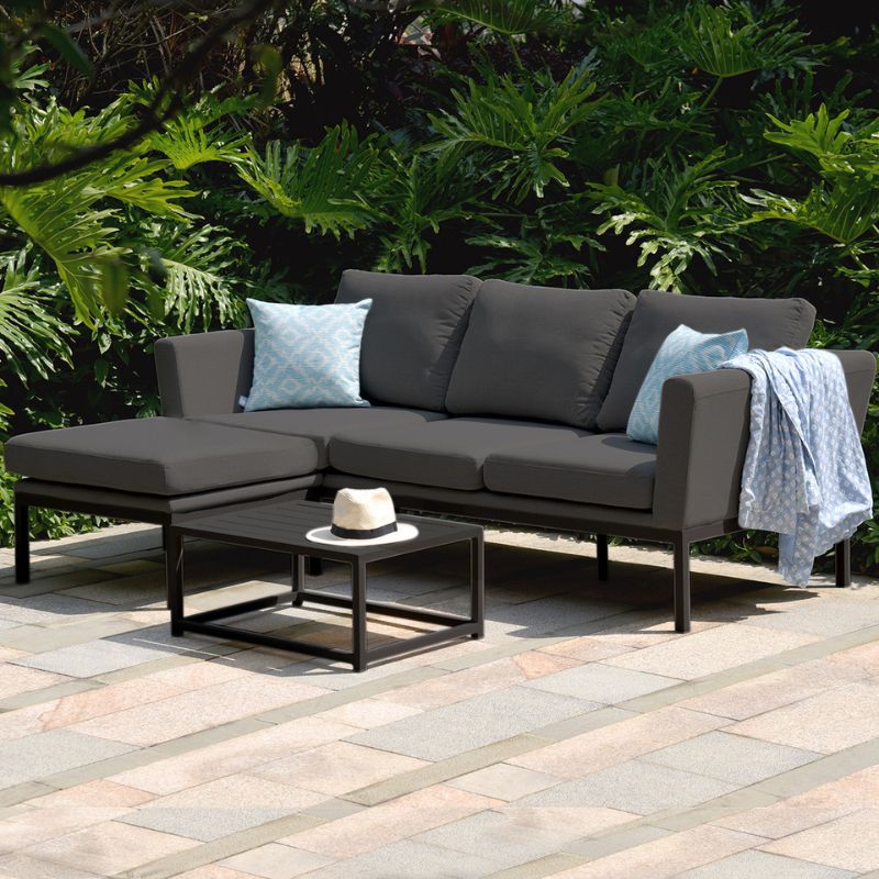Maze PULSE Chaise Outdoor Fabric Sofa Set - Charcoal