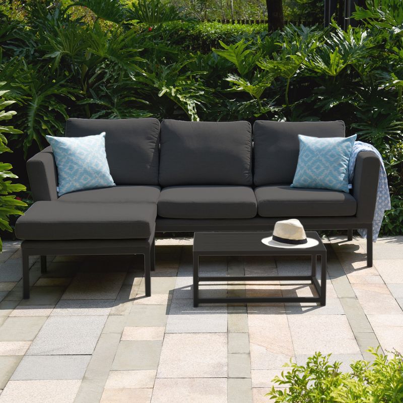 Maze PULSE Chaise Outdoor Fabric Sofa Set - Charcoal
