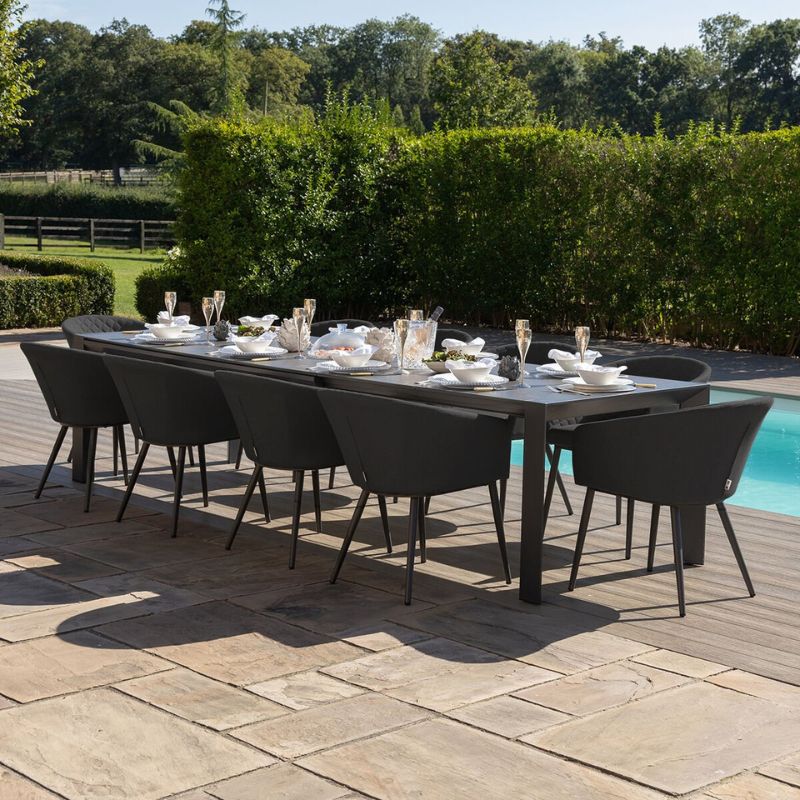 Maze AMBITION 10 Seat Extending Outdoor Fabric Dining Set - Charcoal