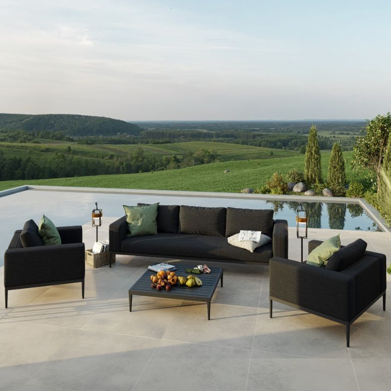 Maze EVE 3 Seat Outdoor Fabric Sofa Set - Charcoal