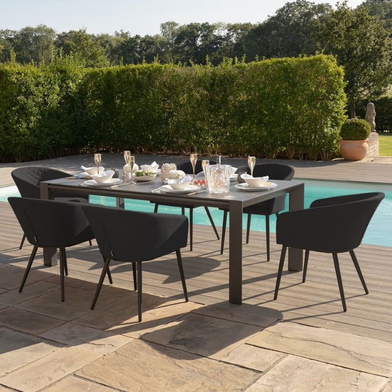 Maze AMBITION 10 Seat Extending Outdoor Fabric Dining Set - Charcoal