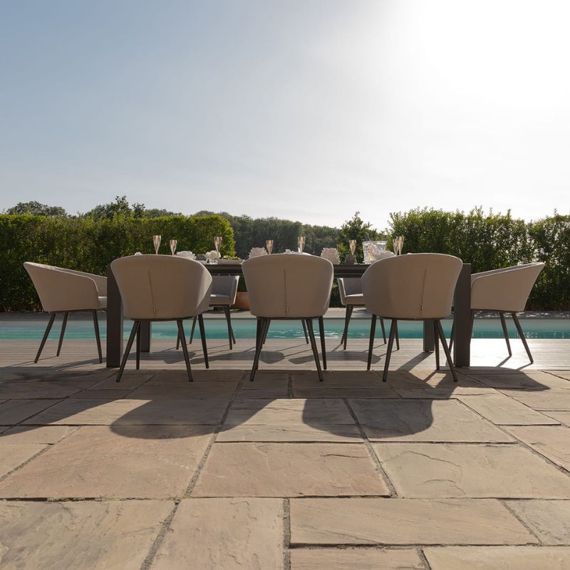 Maze AMBITION 10 Seat Extending Outdoor Fabric Dining Set - Oatmeal
