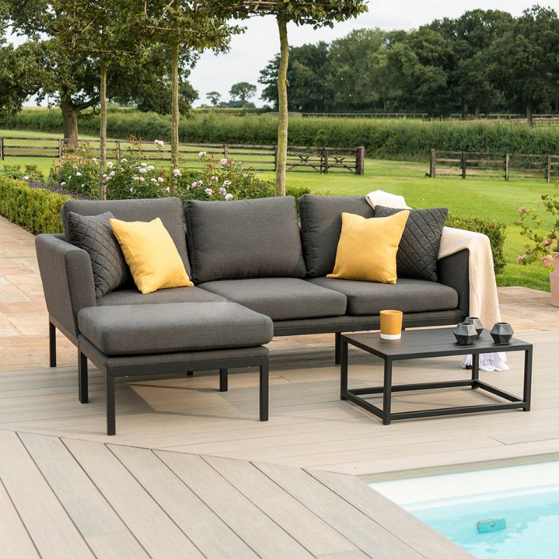 Maze PULSE Chaise Outdoor Fabric Sofa Set - Charcoal