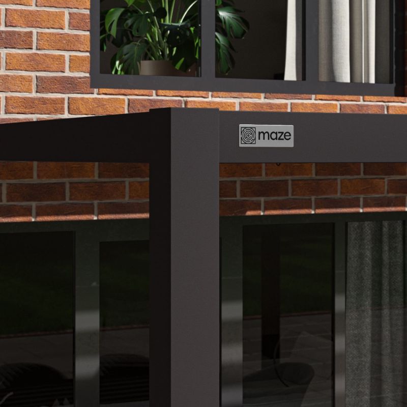 MazeMaze COMO Aluminium Lean - to Wall Pergola 3m x 4m Frame Only - GreypergolaALU - GB - LOW - 304012Luxury Garden Decor