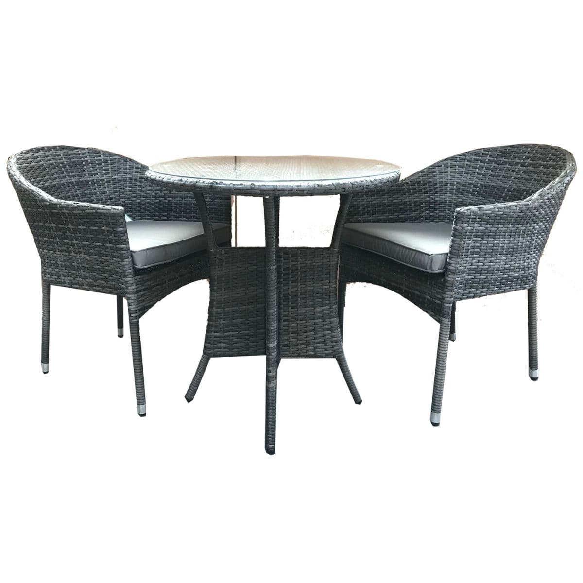 Signature WeaveSignature Weave EMILY Bistro Set In Flat Grey Weave - 70cm Table + 2 ChairsOutdoor DiningEMIL0192_0208Luxury Garden Decor