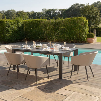 Maze AMBITION 10 Seat Extending Outdoor Fabric Dining Set - Oatmeal