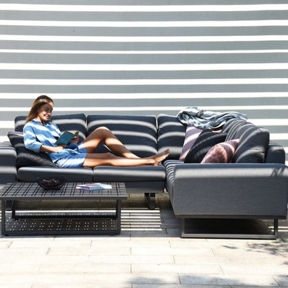 Maze ETHOS Corner Outdoor Fabric Sofa Group - Flanelle