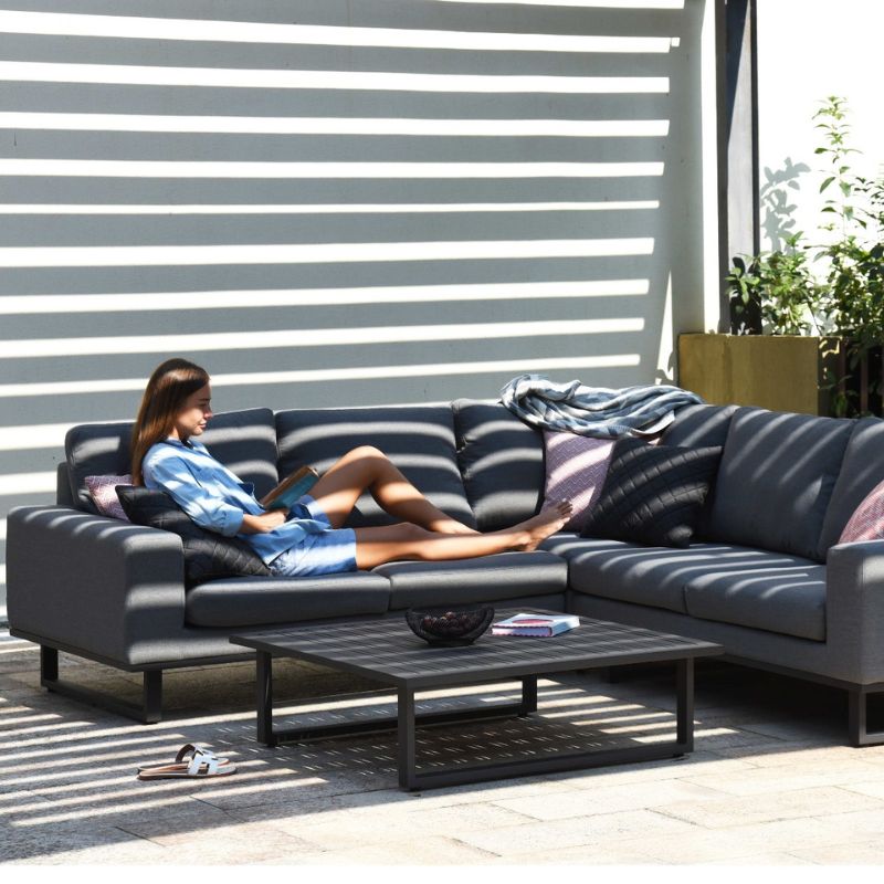 Maze ETHOS Corner Outdoor Fabric Sofa Group - Flanelle