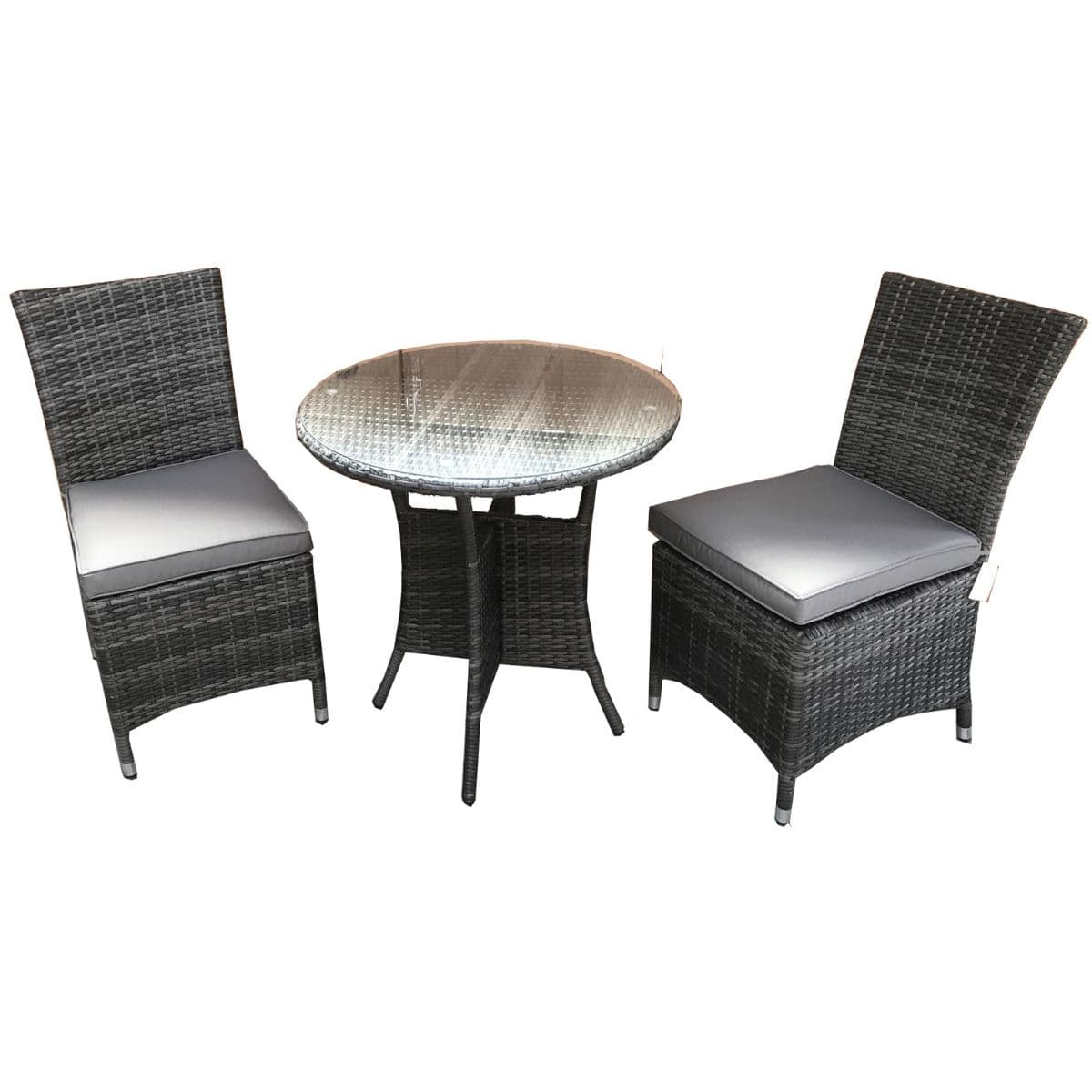 Signature WeaveSignature Weave Emily Bistro Set With 70cm Round Table And 2 Armless Chairs In Flat Grey WeaveOutdoor DiningEMIL0192_0209Luxury Garden Decor