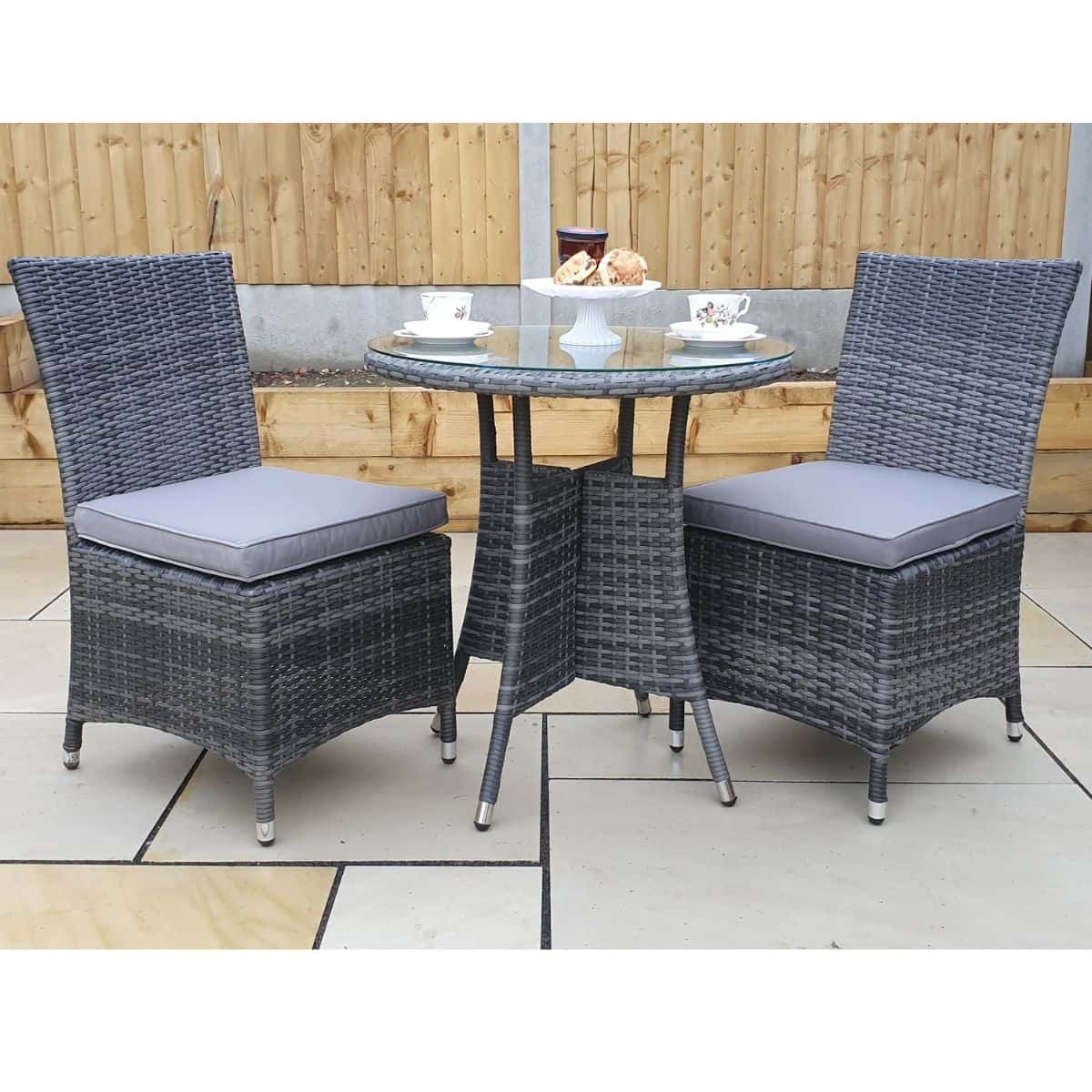 Signature WeaveSignature Weave Emily Bistro Set With 70cm Round Table And 2 Armless Chairs In Flat Grey WeaveOutdoor DiningEMIL0192_0209Luxury Garden Decor