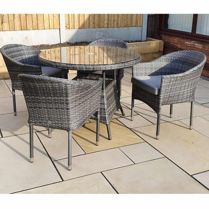 Signature WeaveSignature Weave EMILY Dining Set with 100cm Round Table and 4 Stacking Chairs In Flat Grey WeaveOutdoor DiningEMIL0210_0208Luxury Garden Decor