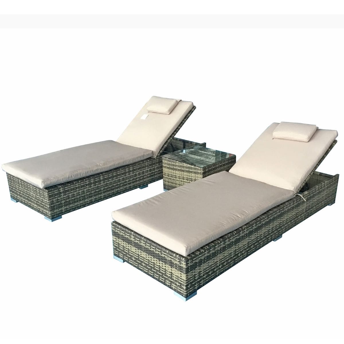 Signature WeaveSignature Weave JESSICA Pair Of Sun Loungers With Table In Nature BrownOutdoor BedJESS0408Luxury Garden Decor